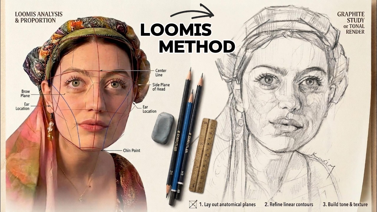 Научитесь рисовать лица за 8 минут с помощью метода Loomis!