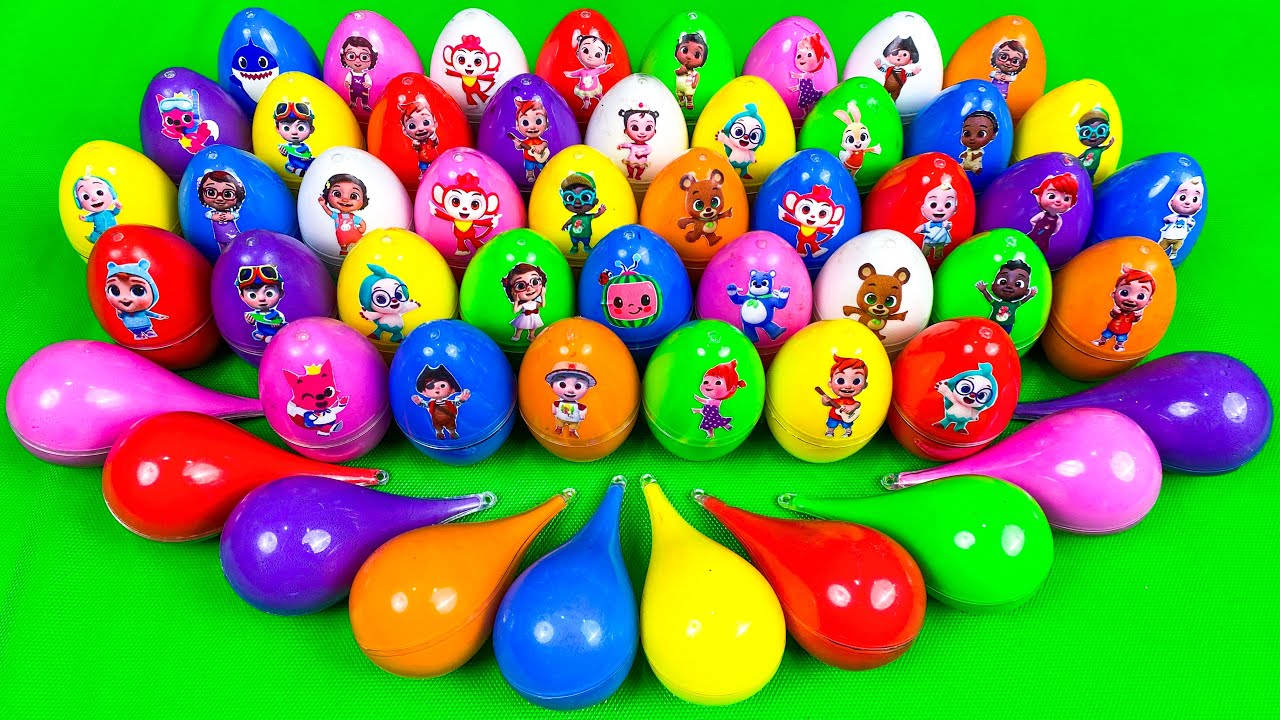 Rainbow SLIME🌈 Finding Pinkfong, Cocomelon with EGGS Colorful! Satisfying ASMR