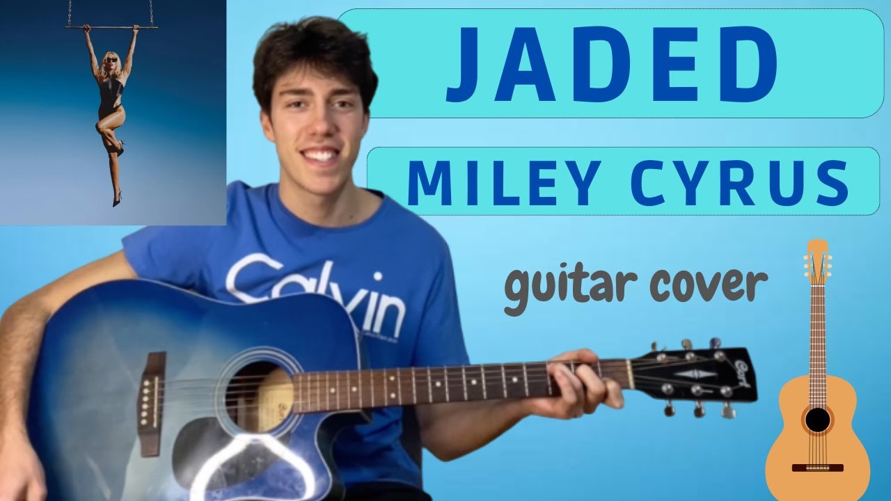Miley Cyrus - Jaded (EASY guitar cover with tabs|chords on screen) 🎸🎶