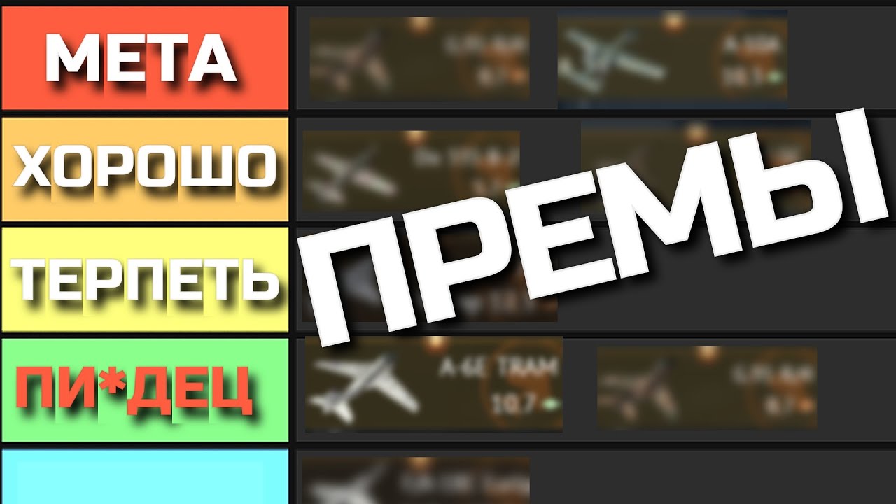 БАЗА ПО ПРЕМАМ для ШТУРМОВКИ. Тирлист ЛУЧШЕЙ Ударной Авиации в War Thunder.