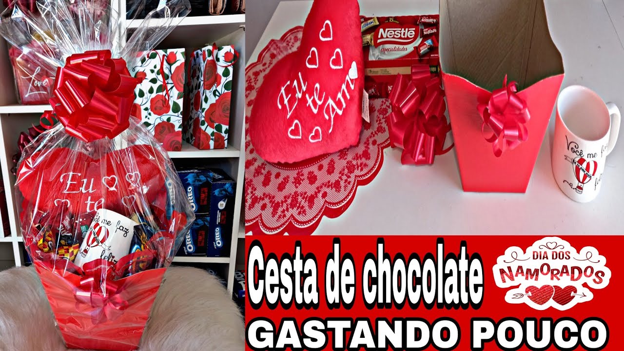 CESTA DE CHOCOLATE PARA O DIA DOS NAMORADOS - ECONOMIZE FAÇA VOCÊ MESMO | FÁCIL E BARATO