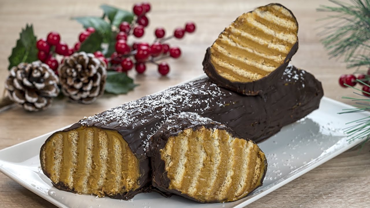 TRONCO de NAVIDAD con galletas y SIN HORNO 🎅