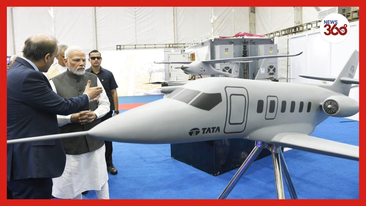 PM Modi visits exhibition at aircraft manufacturing facility in Vadodara, Gujarat - News 360 Tv