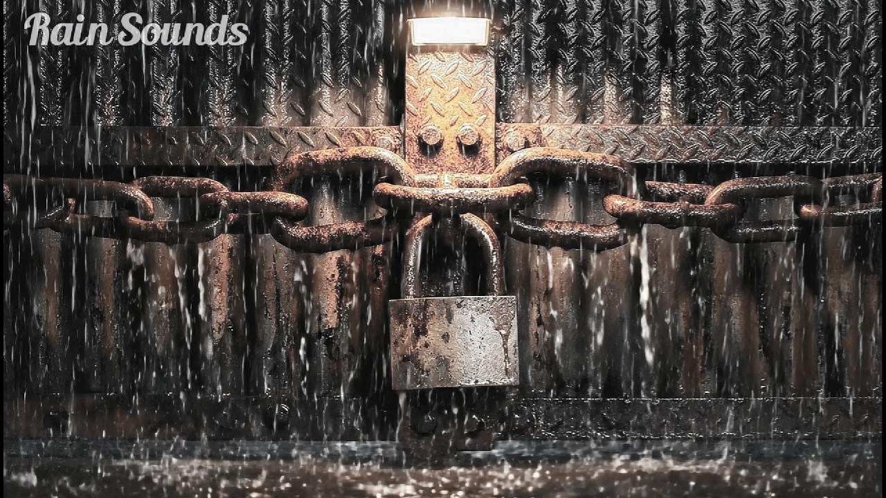 1 Hour Rain on Metal Door for Deep Study and Focus