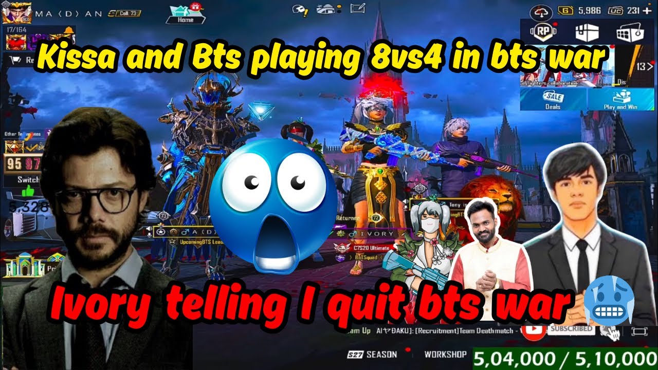Kissa & OG bts playing 8vs4 in botsquad war 😱| ivory I quit war #madanop #botsquadwar #botsquad #bts