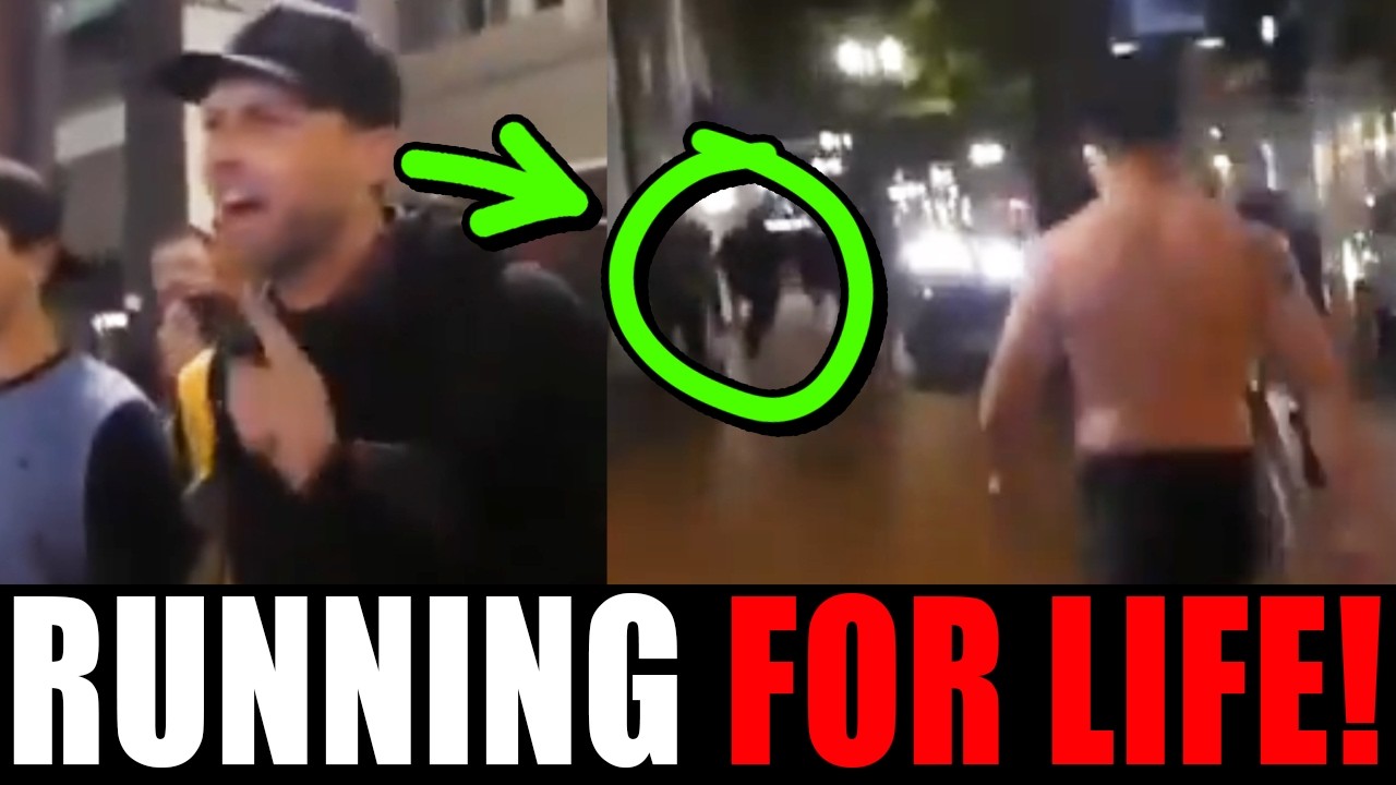 Antifa DORK harasses woman, then her SONS come around the corner 😂
