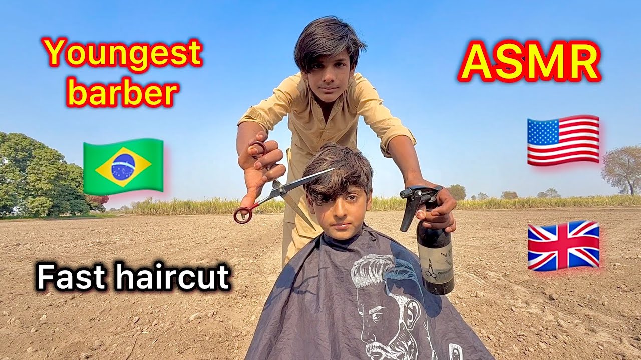 ASMR youngest barber 💈 in the world Asmr fast haircut 