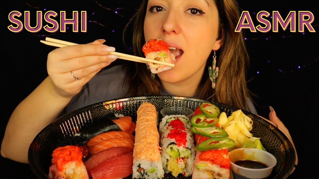 Türkçe ASMR SUSHI ŞÖLENİ | Doğum Günümü Kutlayalım | Roll, Nigiri, Balık Yumurtası | Yemek MUKBANG
