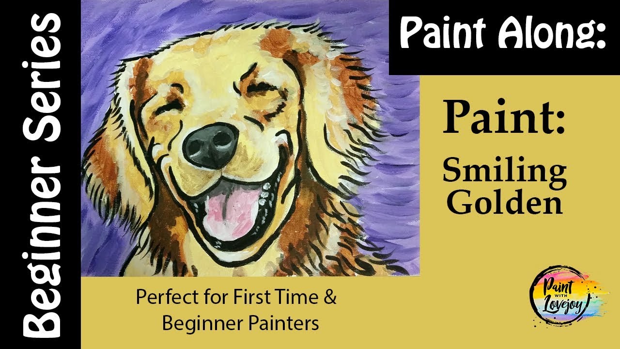 How to Paint a Dog - Smiling Golden Retriever - Great for beginner painters (Adults &  Kids) 🎨