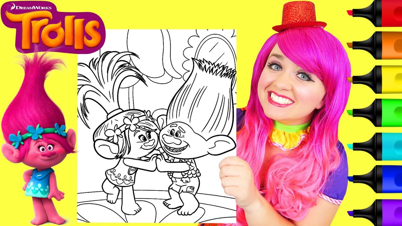 Coloring Trolls Poppy & Branch Dancing Crayola Coloring Page Prismacolor Markers | KiMMi THE CLOWN