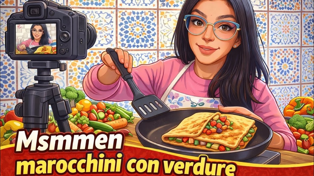 Msmmen marocchini con verdure 🫓 🧅🥕Ricetta facile e veloce | Cucina marocchina
