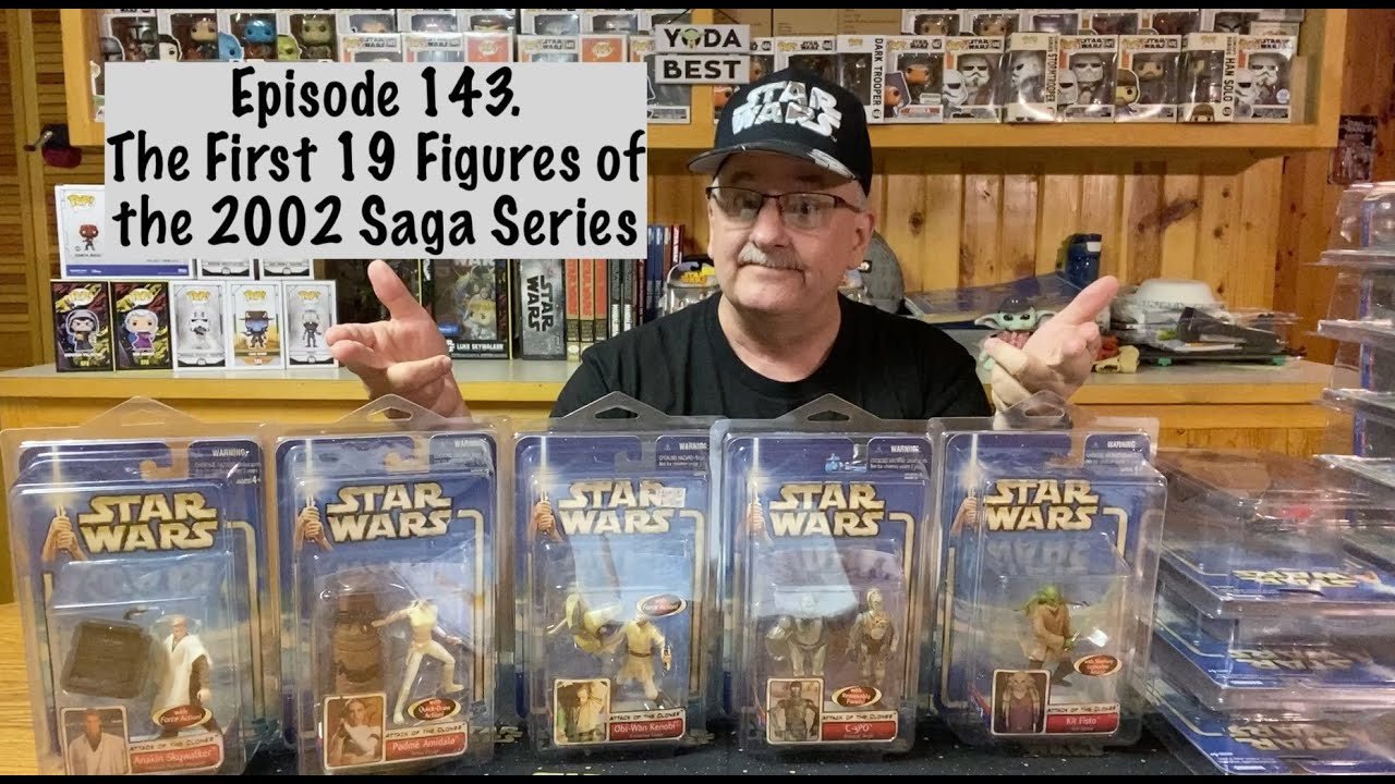 E143 The First 19 Action Figures of the 2002 Star Wars Saga Series.