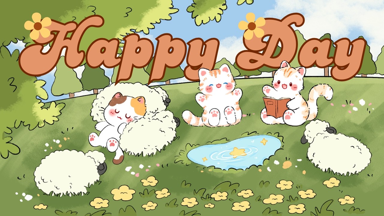 Happy Day Lofi 🐏🌟2 Hr Songs🌳🌱Stream cafe 🍋‍🟩🫛cute & relaxing music ☀️ Make Your Day Better