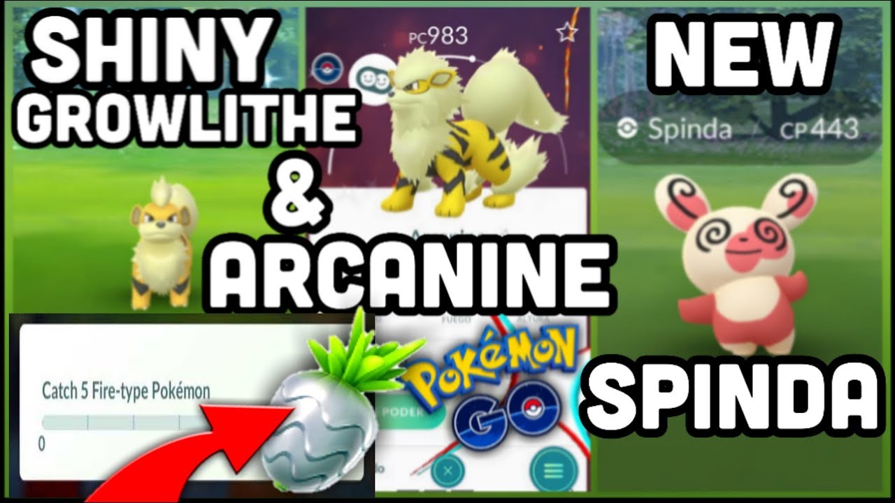 SHINY GROWLITHE & ARCANINE IN POKEMON GO | SILVER PINAP BERRY & NEW SPINDA AVAILABLE