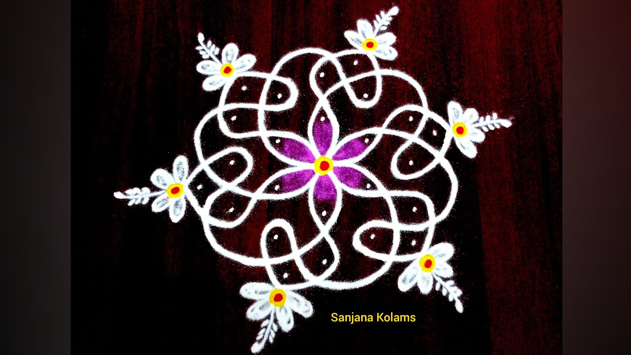 3014. 5 Dot Small Easy Simple and Beautiful KambiKolam LatestMuggu FridayRangoli TraditionalRangoli