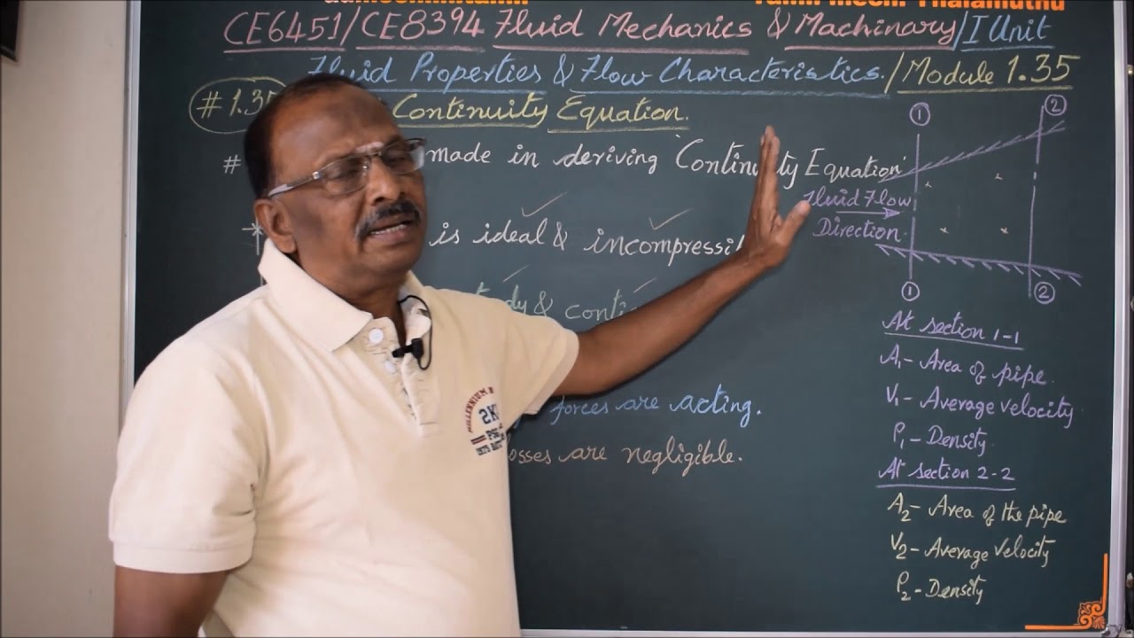 Derive Continuity Equation - M1.35 Fluid Mechanics in Tamil