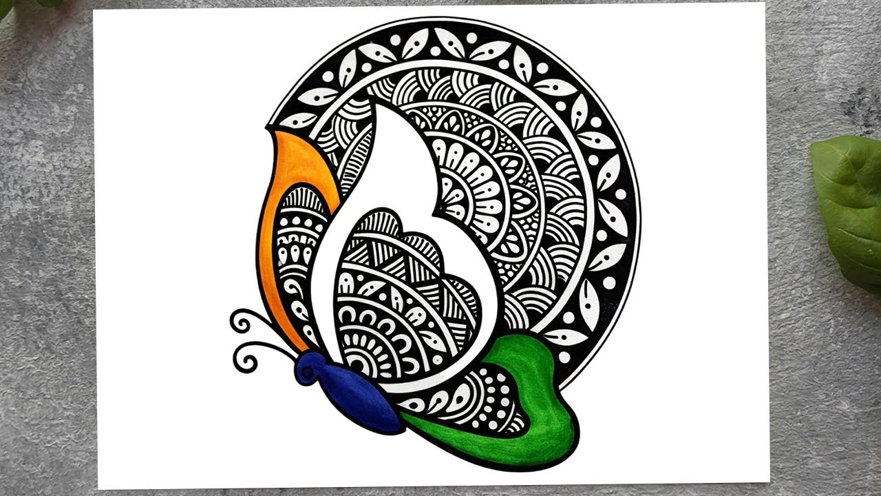 Butterfly Mandala Art Drawing | Republic Day 2026 Special | Tiranga Chitra Sketch
