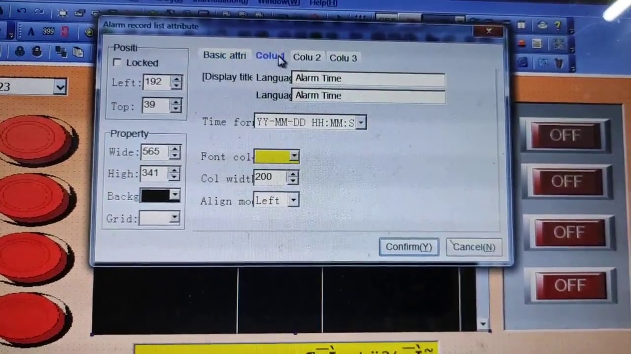 Alarms in HMI coolmay combo PLC.
