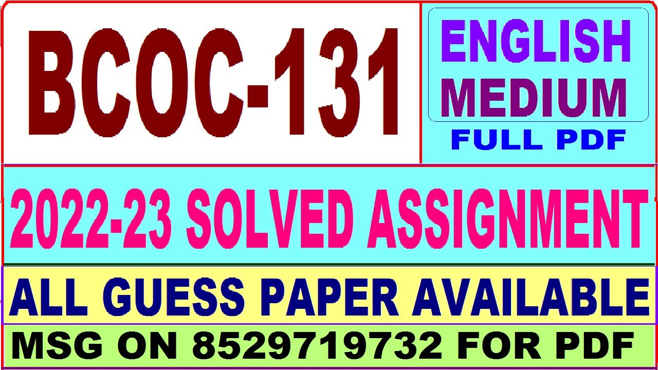 bcoc 131 solved assignment 2022-23 / bcoc 131 solved assignment in Hindi / ignou bcomg solved