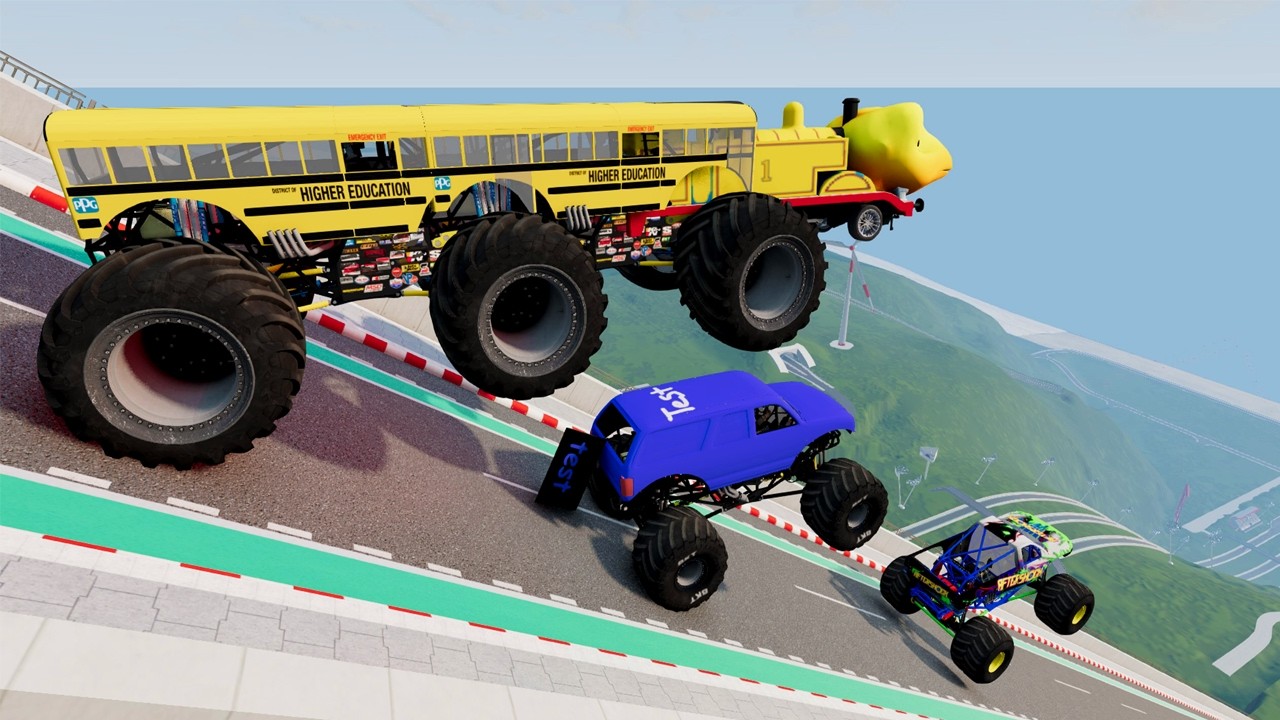 Epic High Speed monster trucks jumps stunts & crashes #015 | BeamNG Drive