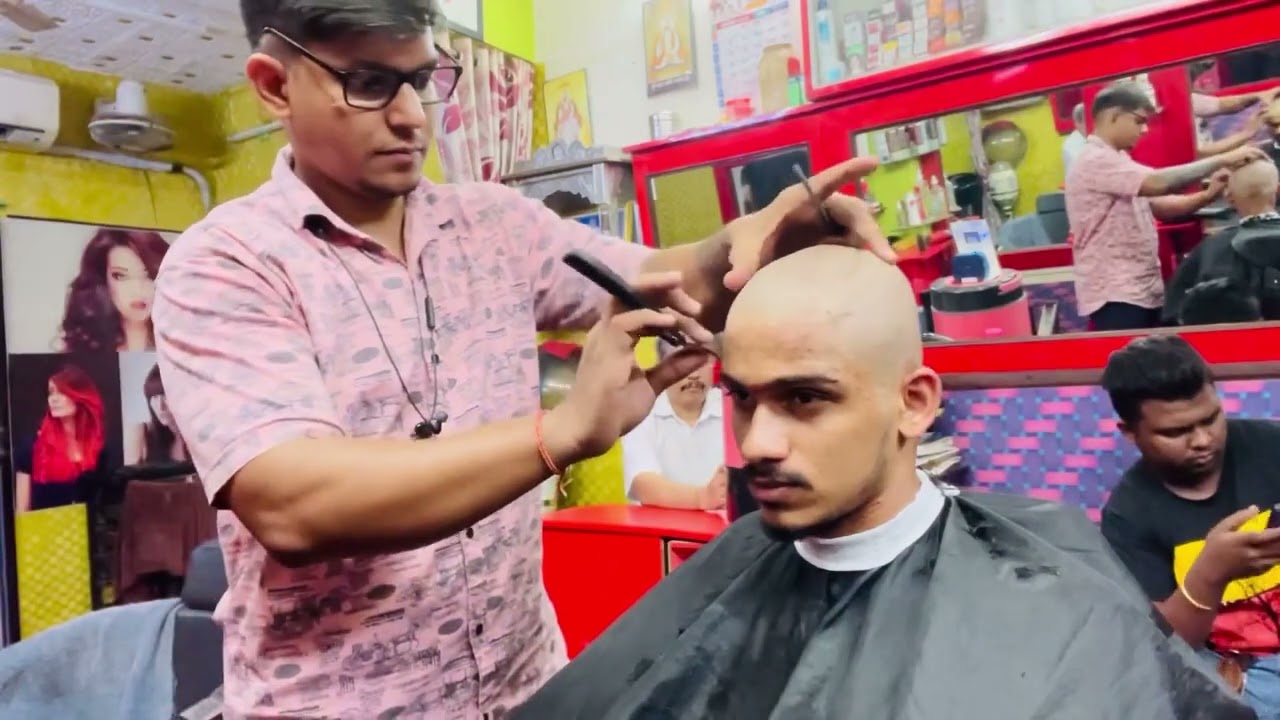 headshave / how to remove dandruff permanently / straight razor headshave Indian barber headshave