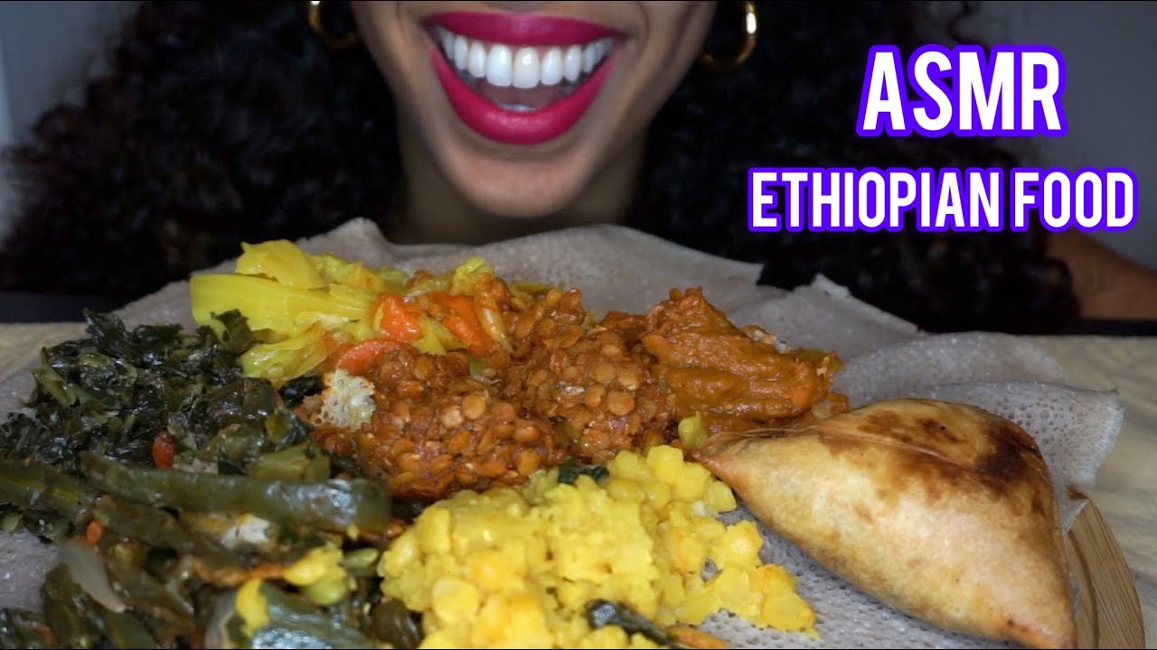 ASMR ETHIOPIAN FOOD: VEGGIE COMBO (Light Whispers) Soft Eating Sounds | ASTR-ASMR