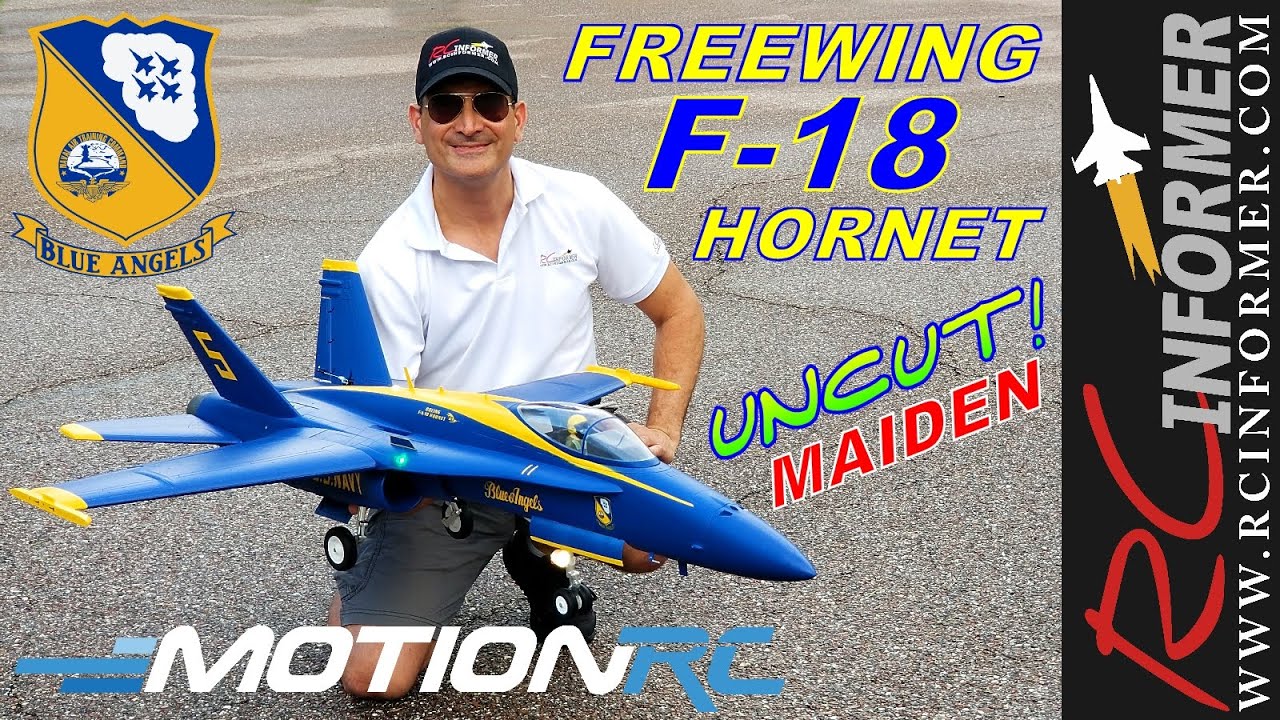 FREEWING F/A-18C HORNET 90MM BLUE ANGELS Maiden Flight Demo By: RCINFORMER