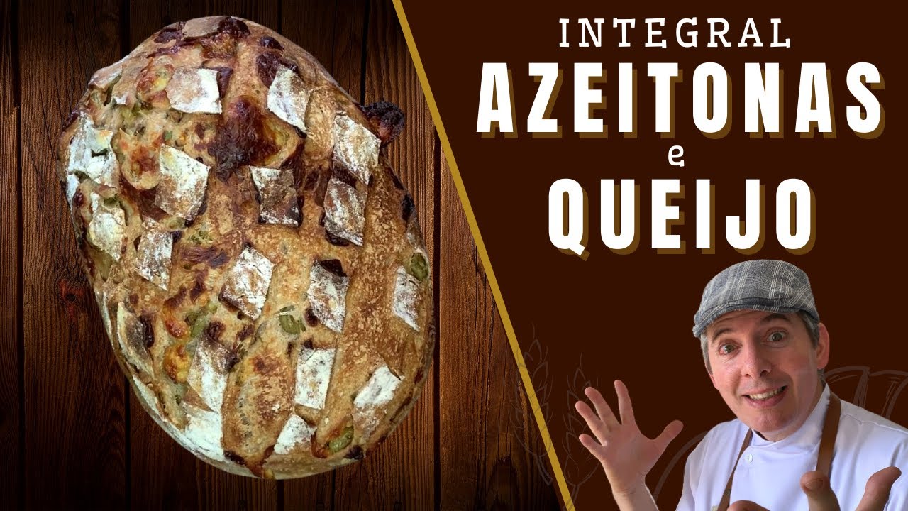 Pão Integral com Azeitonas e Queijo !!! Fermentação Natural !!!
