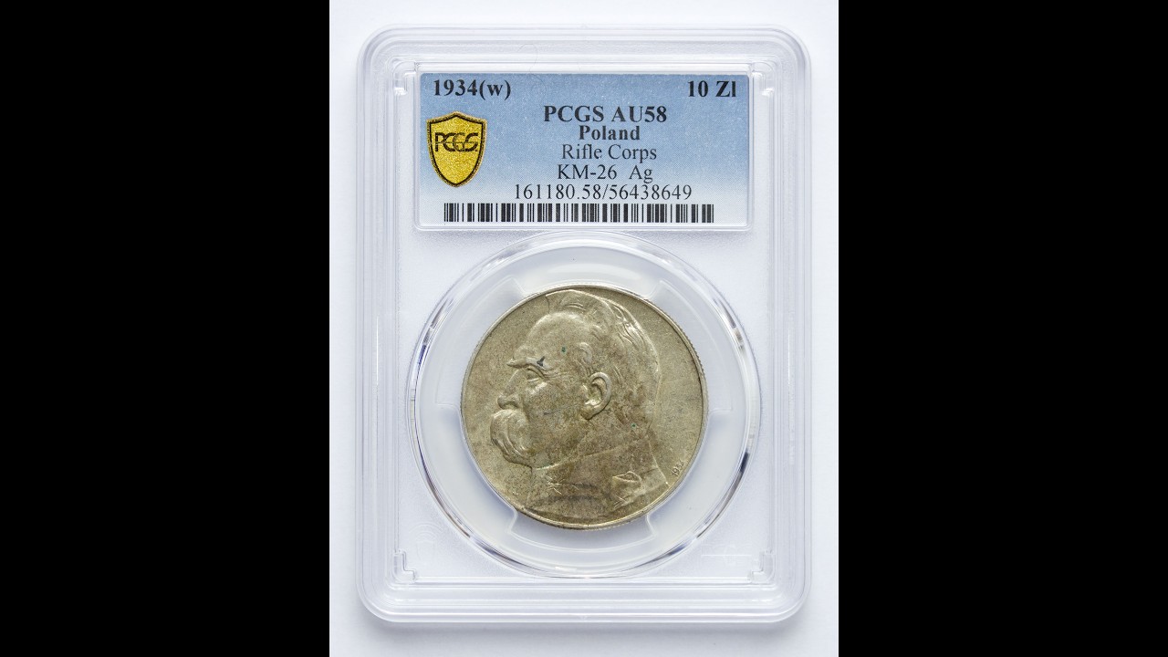 II RP, 10 złotych 1934, Piłsudski Orzeł Strzelecki, PCGS AU58, BARDZO ŁADNA