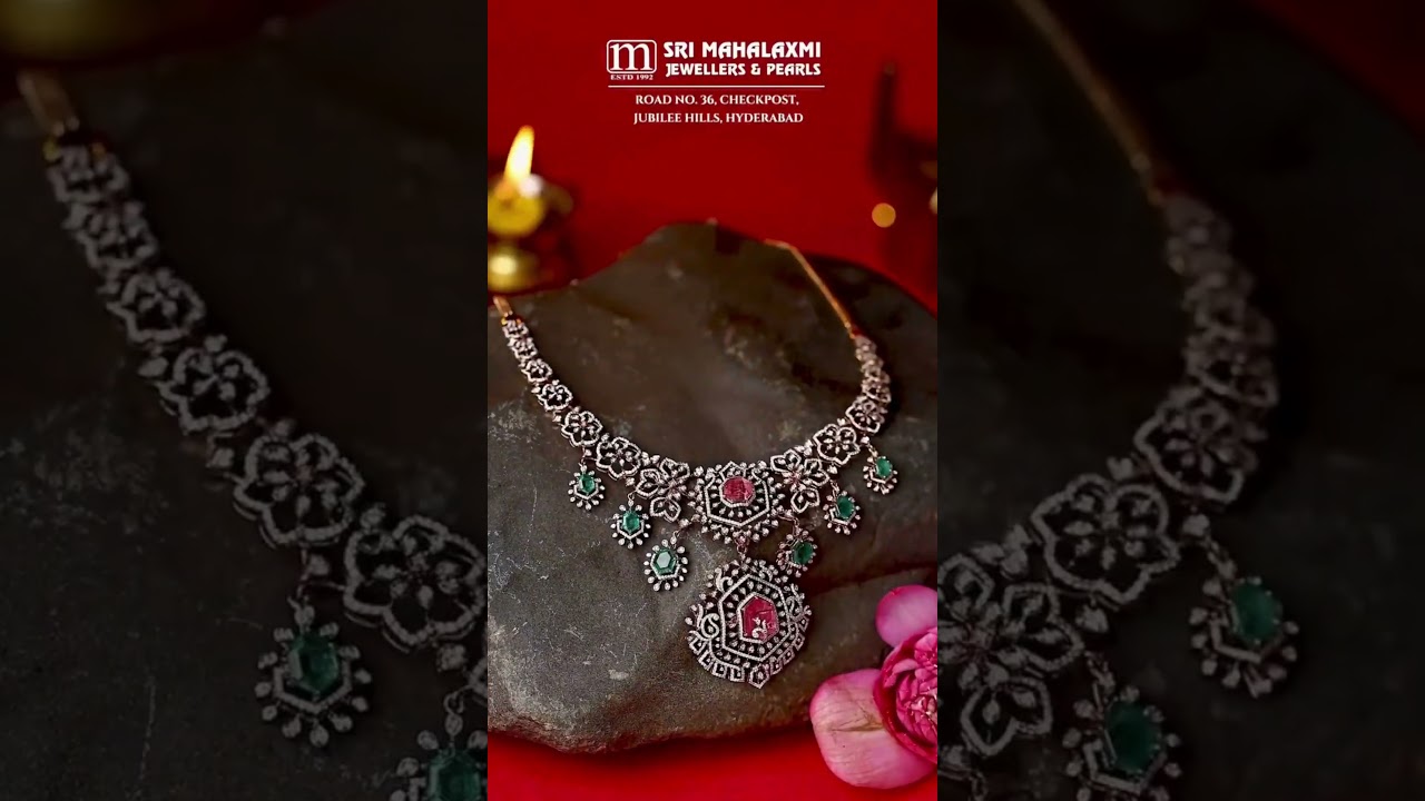 Exquisite Modern Bridal Ruby Diamond Necklace Available at Sri Mahalaxmi Jewellers and Pearls
