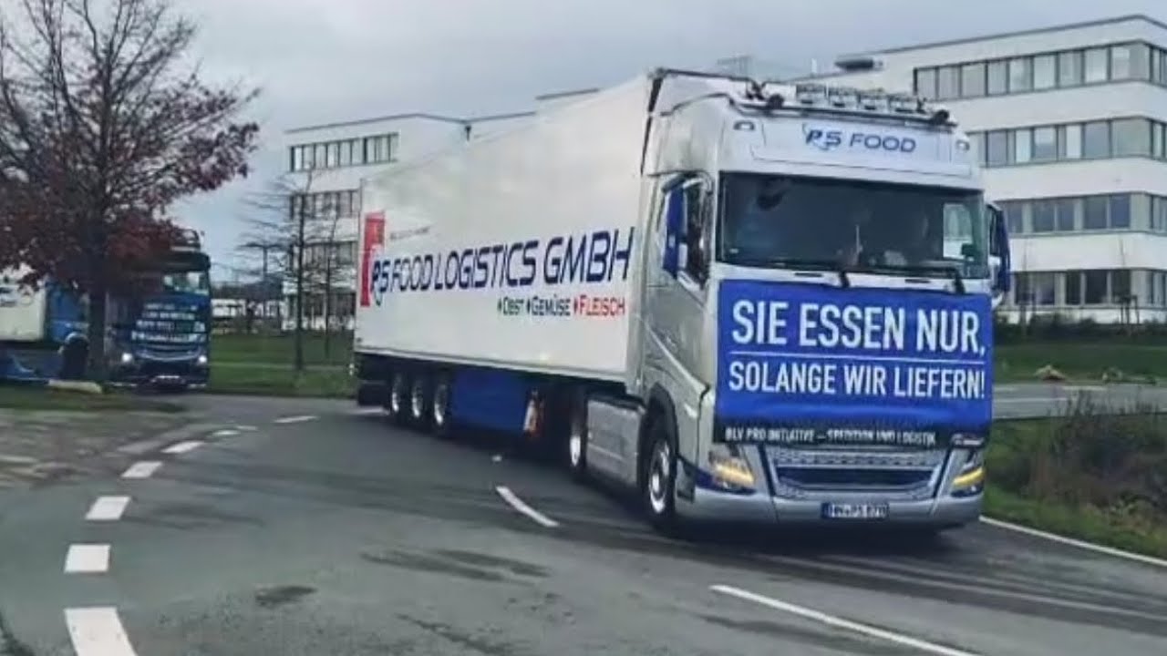 Protest gegen Mautgebühren - Konvoi von Mainz nach Wiesbaden 25.11.2023
