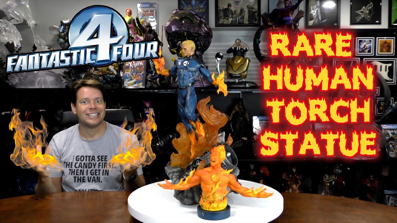 RARE Custom FANTASTIC FOUR STATUE: HUMAN TORCH aka Johnny Storm