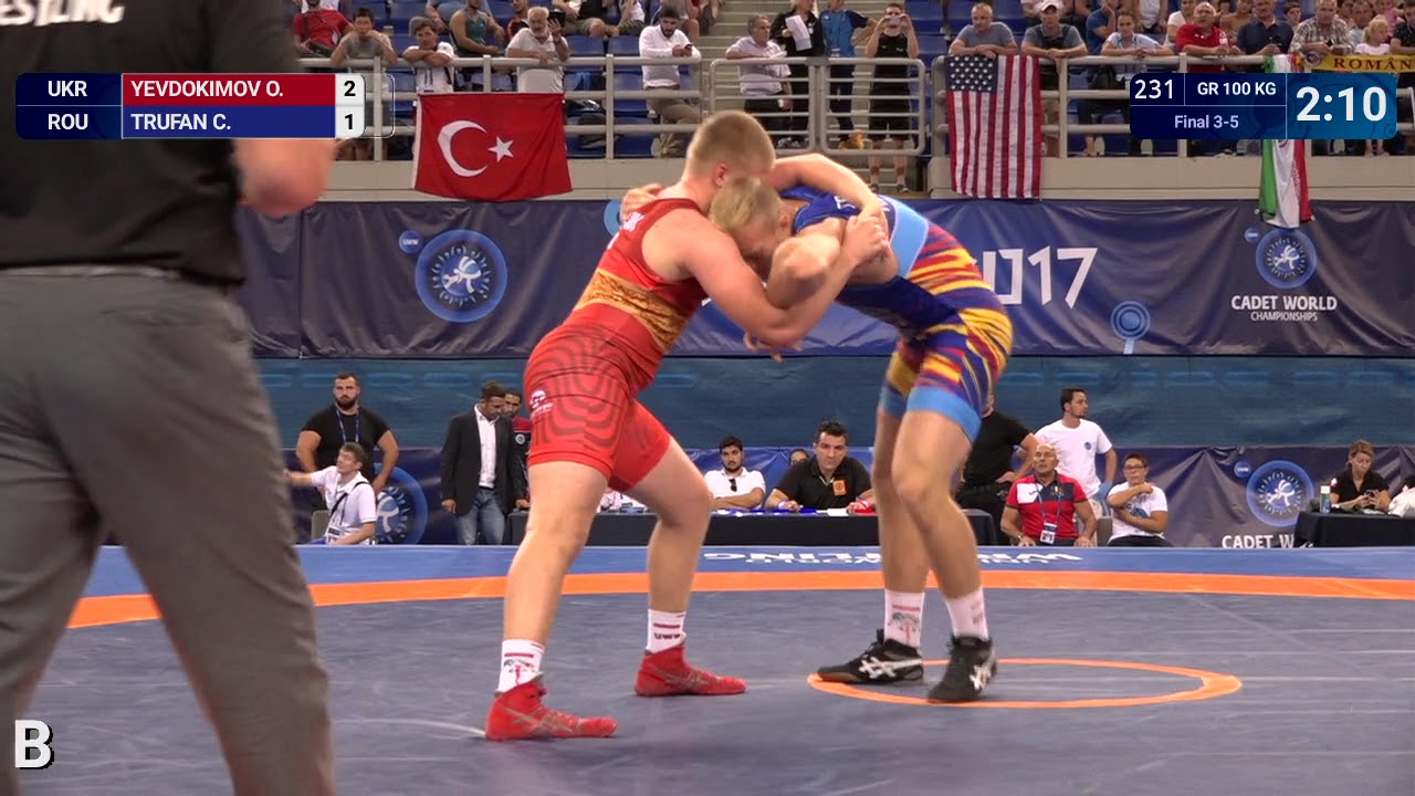 BRONZE GR - 100 kg: O. YEVDOKIMOV (UKR) df. C. TRUFAN (ROU) by VFA, 4-1