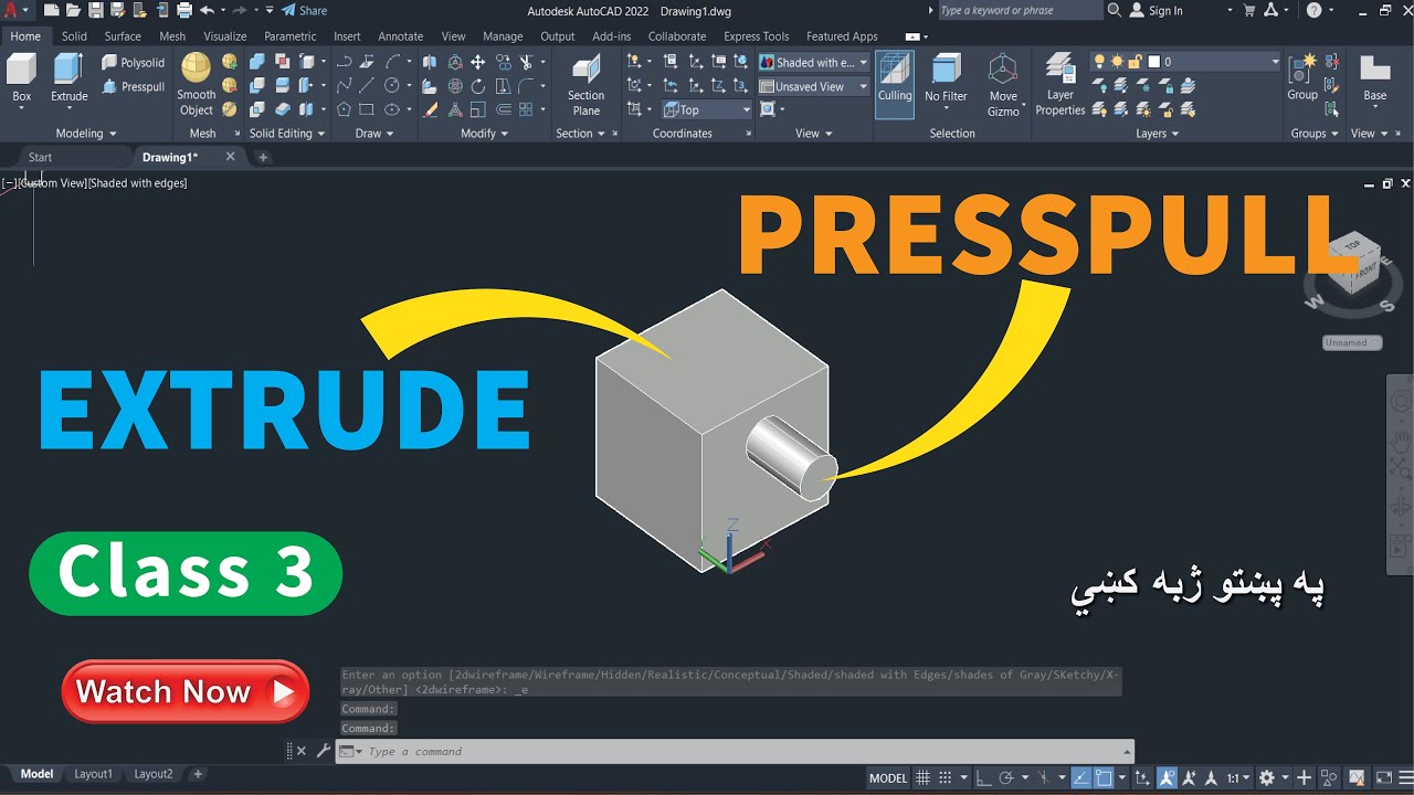Learn Extrude & PushPull in AutoCAD 3D | Complete Guide | Tutorial in Pashto