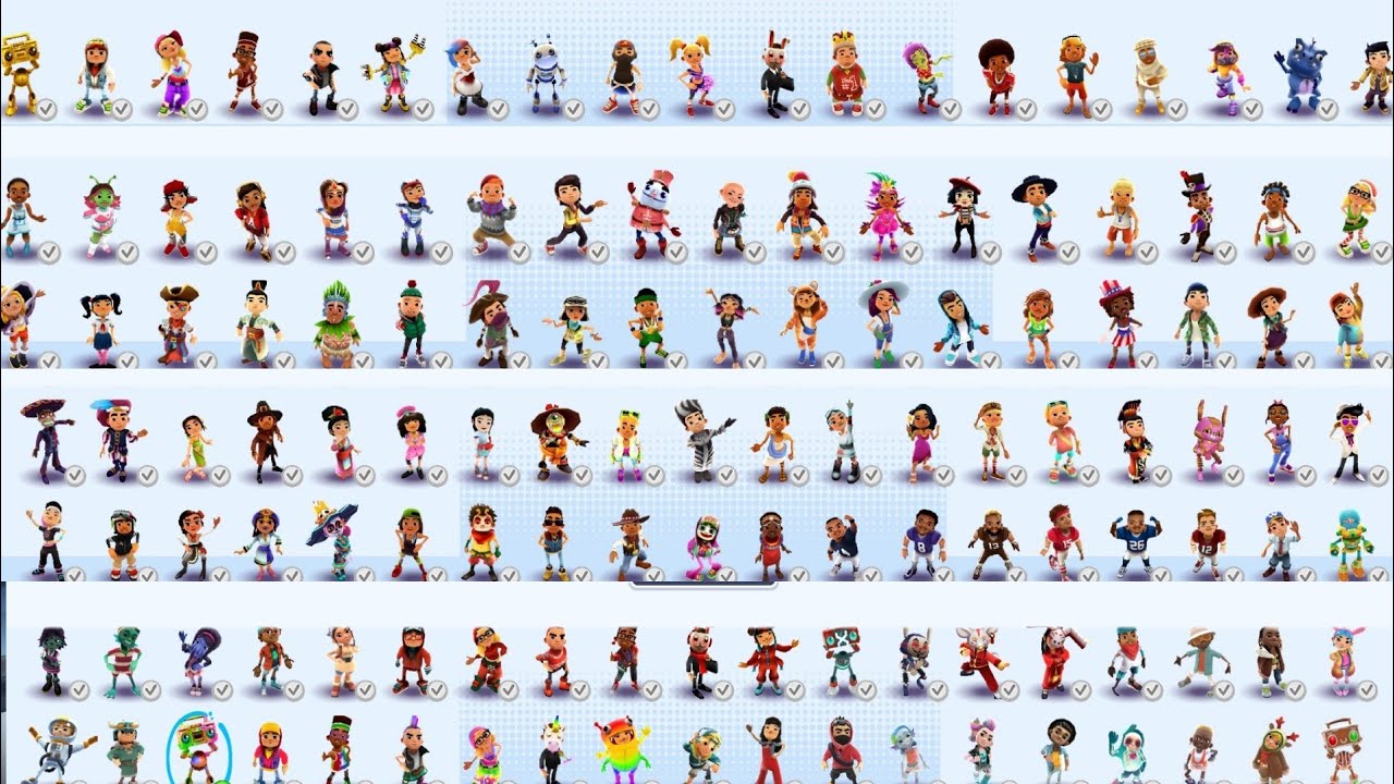 ✅Mostrando todos los personajes y Outfits de Subway Surfers  - 133 Characters total 2.27.0 versión