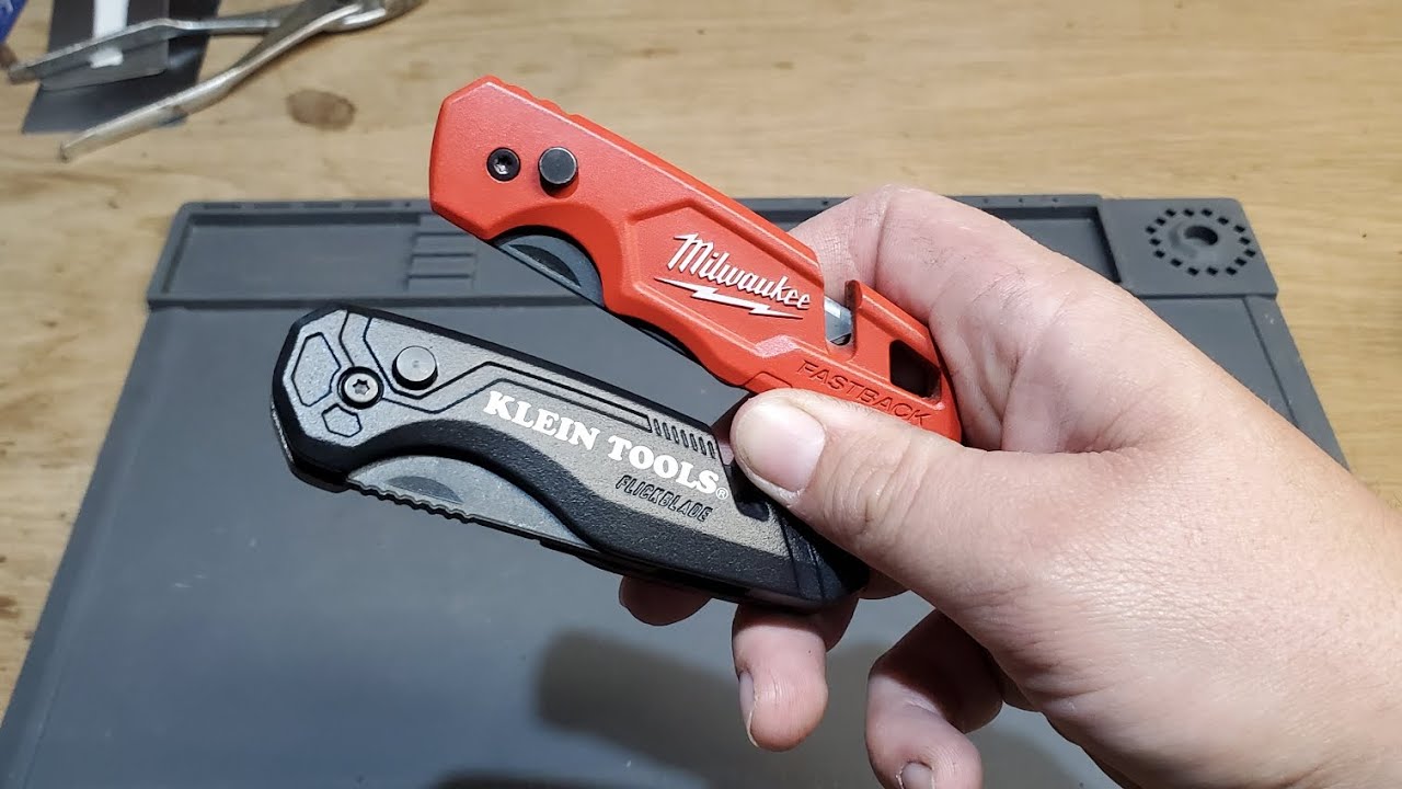 Новый нож Klein Blackout Flickblade против Milwaukee Fastback!