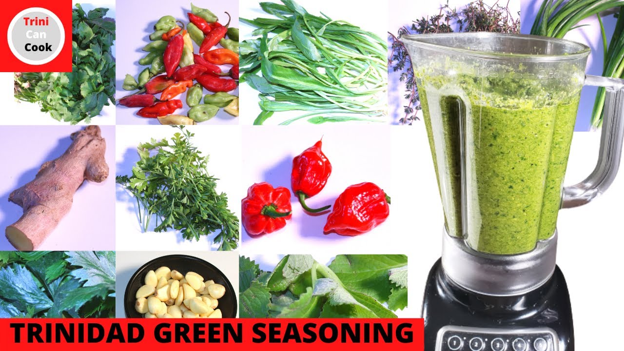 TRINIDAD GREEN SEASONING🇹🇹 with tips (#41)-Caribbean green marinade for meats fish poultry