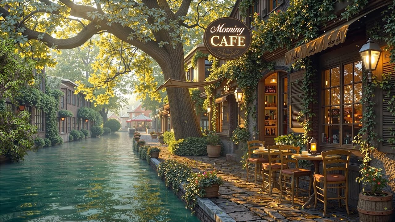 Cozy Morning Jazz in an Quiet Vintage Coffee Shop by the Canal ☕ Smooth Piano Jazz for Study ,Relax
