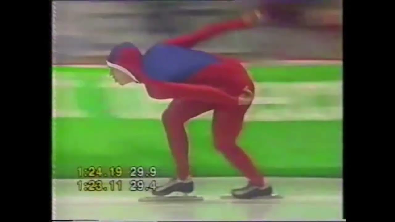 Johann Olav Koss vinner VM på skøyter 1991 i Heerenveen og setter ny verdensrekord. HD 720p