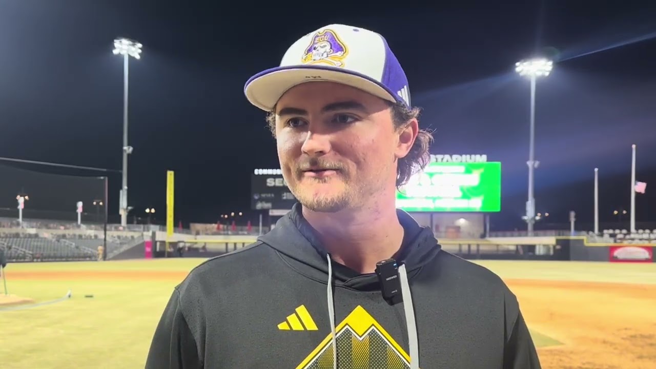 ECU Baseball’s Matt Lashley, Nick Moran, and Cliff Godwin after a win over College of Charleston