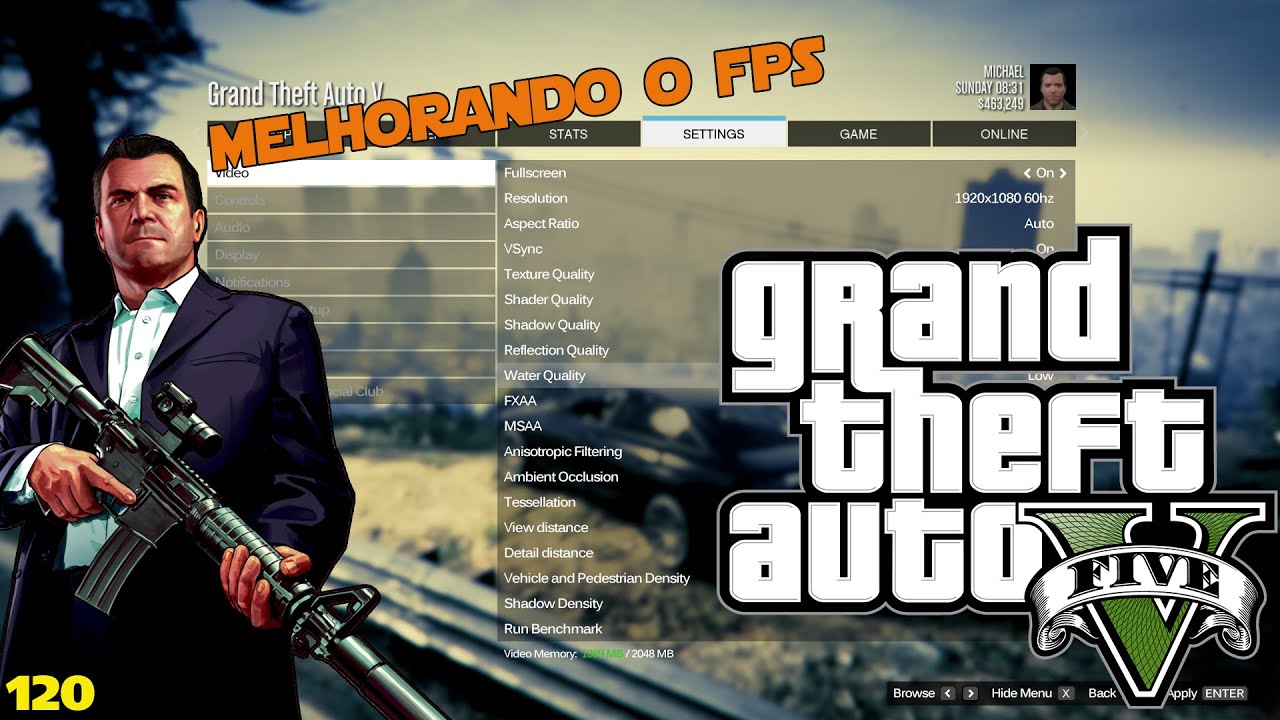 GTA V PC 1080P 60 FPS  - COMO JOGAR SEM LAG GRAFICO - MELHORANDO O FPS
