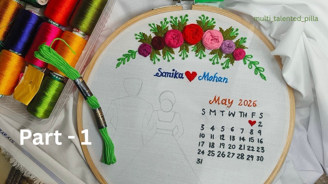 Wedding Embroidery Theme || part - 1 || #embroidery #beginnersstitch #loopstitch