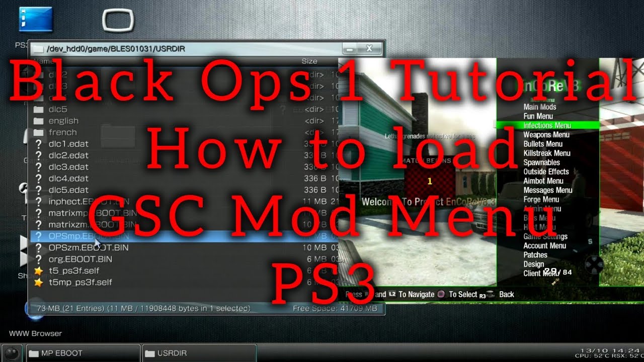 BO1 Tutorial | How to load a GSC Mod Menu with InfinityOps | (PS3) [+Download]