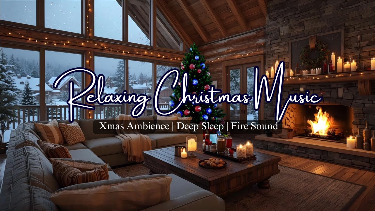 Christmas Piano Music for Relaxation & Stress Relief ❄️ Cozy Cabin Fireplace Crackling Sound