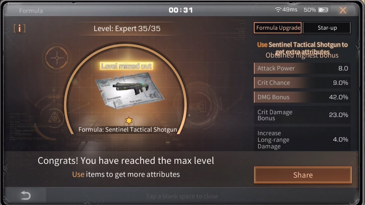 Expert 1 - 35 Sentinel Tactical Shotgun | Lifeafter level 145 sg