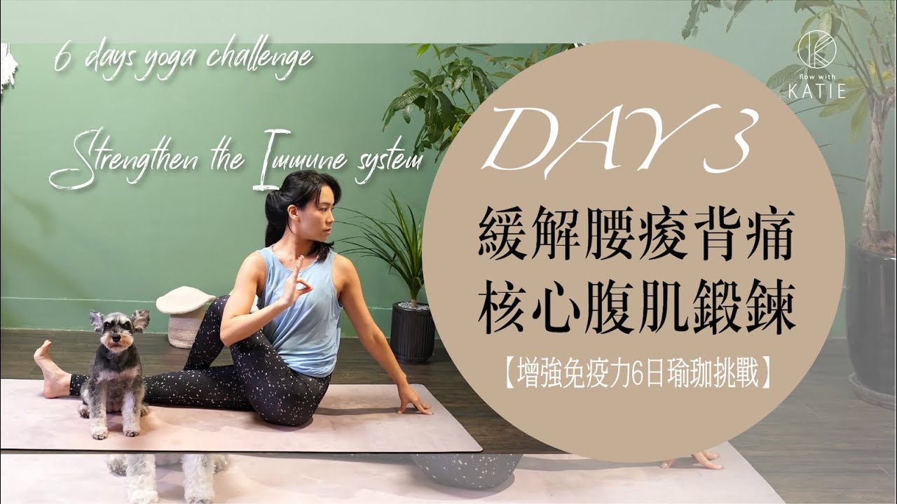 增強免疫力6日瑜珈挑戰-DAY 3.緩解腰痠背痛核心腹肌鍛鍊 { Flow with Katie }