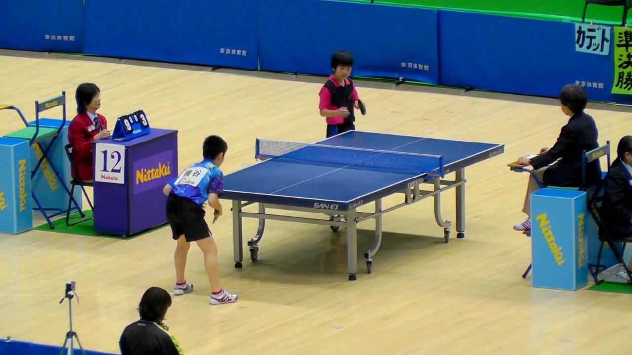 東京卓球 横谷晟(愛工大附中 愛知)vs 篠塚大登(卓伸ｸﾗﾌﾞ 愛知) CB準決勝 1-2G 東京体育館於 2016.3.20