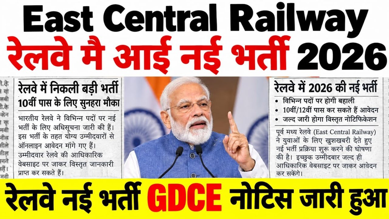 रेलवे नई भर्ती आ गई आवेदन शुरू 2016 || East Central Railway GDCE New Vacancy 2026