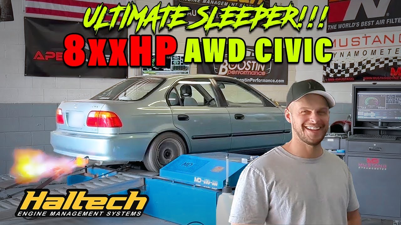 Ultimate Sleeper! AWD Honda Civic on Haltech at Boostin Performance, Strain Gauge, VTEC, B18 Turbo