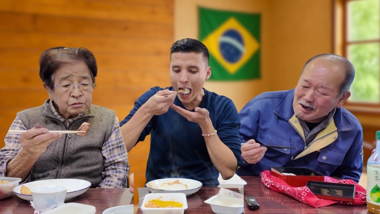 JAPONESES IDOSOS PROVANDO COMIDA BRASILEIRA PELA 1ª VEZ.